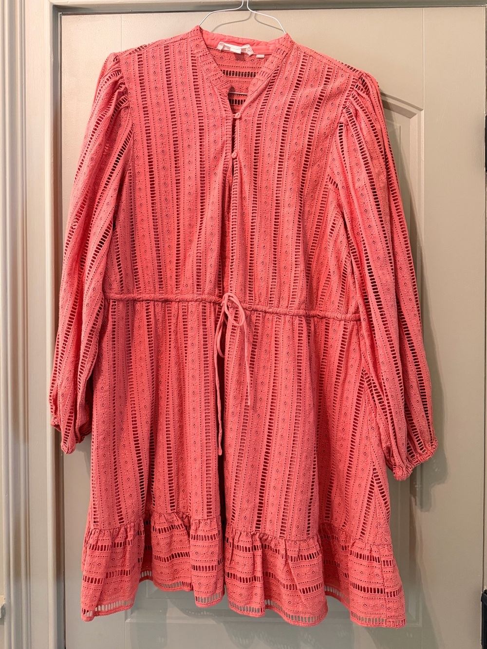 Anthropologie Forever That Girl Orange Eyelet Boho Classic Mini Dress XL